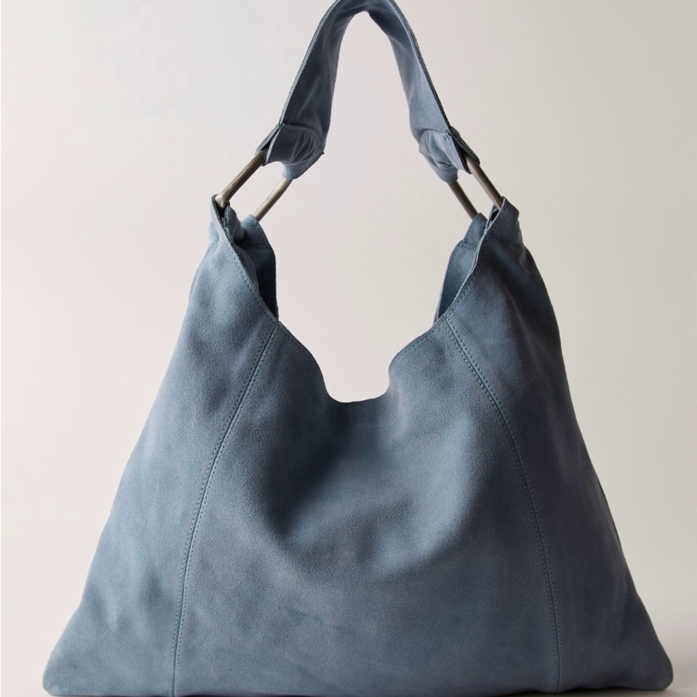Free People Bobbi Slouch Suede Tote – Slate Blue – One Size